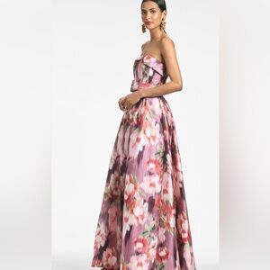 NWT Sachin + Babi BRIELLE Strapless Gown in exclusive Mauve Ikat print US 14